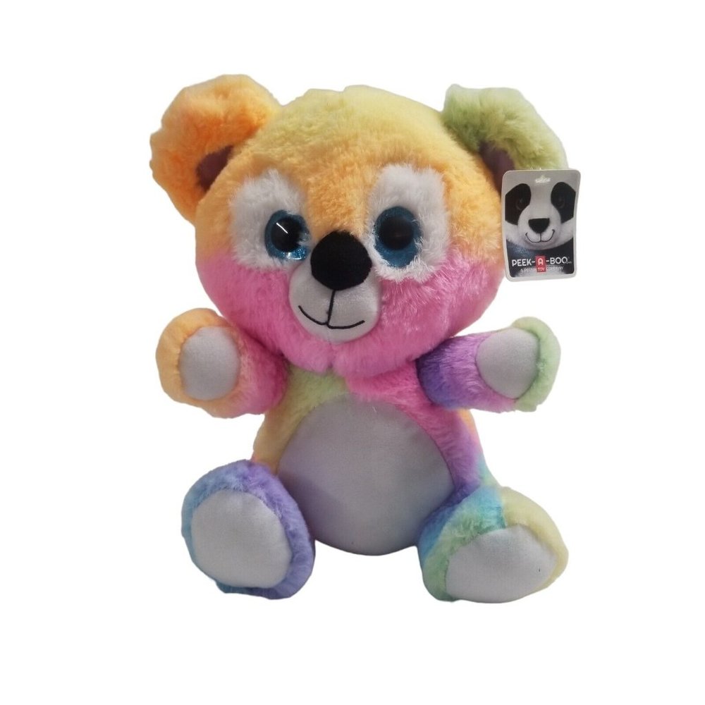 Rainbow Plush Peek A Boo Toys Animal Koala Bear Sparkle Glitter Eye Panda Tags